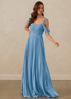 Christian Siriano Bridal for Azazie 1013 Bridesmaid Dresses Steel Blue A-Line Off the Shoulder Chiffon Dress image7