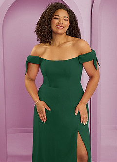 Barbie ♥ Azazie Bridesmaid Dresses Dark Green A-Line Off the Shoulder Chiffon Convertible Dress image11