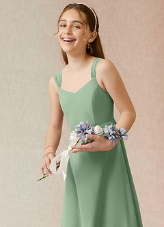 Azazie Denice Junior Matcha A-Line Chiffon Dress image6