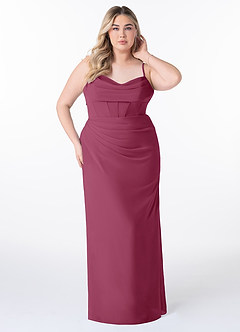 Azazie Mai Bridesmaid Dresses Mulberry Sheath Pleated Chiffon Dress image7