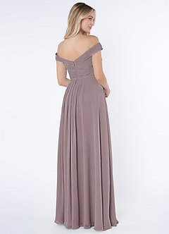Azazie Audrianna Bridesmaid Dresses Dusk A-Line Off-The-Shoulder Gathered Chiffon Convertible Dress image4