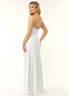 Azazie Naeem Abiti da Damigella Abito A-Line in Chiffon con Scollo a V e Volant Bianco image4