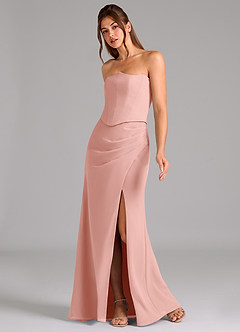 Azazie Jenine Bridesmaid Dresses Rosette Mermaid Strapless Chiffon Dress image4