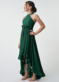 Azazie Hermione Junior Emerald A-Line Chiffon Dress image4