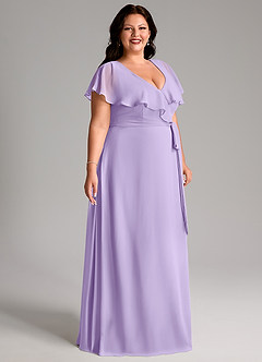 Azazie Lainey Bridesmaid Dresses Lilac A-Line with Pockets Chiffon Dress image4