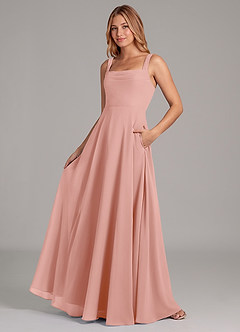 Azazie Shaude Robes de demoiselle d'honneur Robe Trapèze en Mousseline de soie Plissée Rosette image4