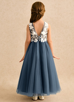 Azazie Mixie Jurken voor bloemenmeisjes Baljurk Jurk van Kant Neptunus image4