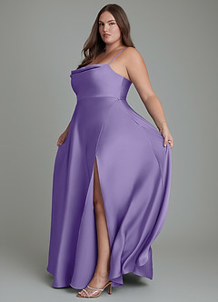 Azazie Elle Brautjungfernkleider A-Linie Plissee Stretch-Satin Kleid Tahiti image14
