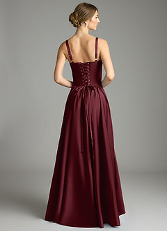 Azazie Evadina Suknie dla druhen Linia A Gorset Satyna elastyczna Do ziemi Sukienka image2