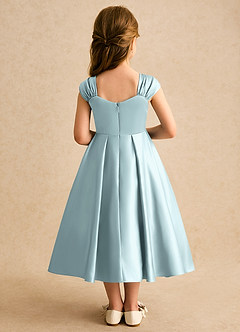 Azazie Yosemite Flower Girl Dresses Mist Ball-Gown Sweetheart Neckline Matte Satin Dress image2