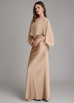 Azazie Ambra Bridesmaid Dresses Taupe Mermaid Pleated Stretch Satin Dress image6