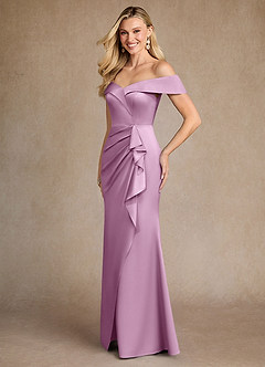 Azazie Laredo Mother of the Bride Dresses Wisteria Mermaid Off the Shoulder Stretch Satin Dress image2
