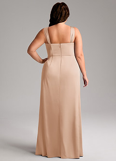 Azazie Denice Robes de demoiselle d'honneur Robe Fourreau en Satin extensible Plissée Rose Perle image11