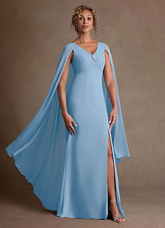 Azazie Boudica Klänningar till brudens mor Klä A-Line i Chiffong Plisserad Puderblå image1