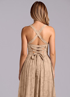 Azazie Francis Bridesmaid Dresses Champagne A-Line Corset Floral Burnout Dress image8