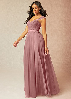 Azazie Luxi Bridesmaid Dresses Dusty Rose A-Line Pleated Tulle Dress image3