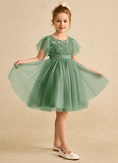 Azazie Queenie vestidos de niña de las flores Vestido de Matcha de Encaje de Corte en A image5