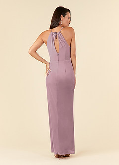 Azazie Hadid vestidos de madre de la novia Vestido de Rosa Polvorienta de Malla de Recto con Plisado image2