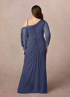 Azazie Marna Mother of the Bride Dresses Stormy Sheath One Shoulder Mesh Dress image8