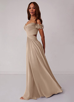 Barbie ♥ Azazie Bridesmaid Dresses Taupe A-Line Off the Shoulder Chiffon Convertible Dress image3