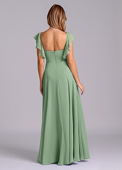 Azazie Leilani Bridesmaid Dresses Matcha A-Line Pleated Chiffon Dress image2