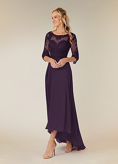Azazie Monza Mother of the Bride Dresses Plum A-Line Lace Chiffon Dress image2