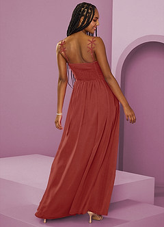 Barbie ♥ Azazie Abiti da Damigella Abito A-Line in Chiffon Plissettato Terracotta image10