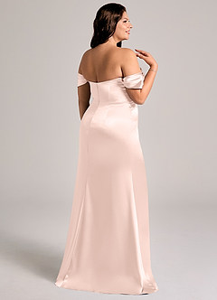 Azazie Saige Robes de demoiselle d'honneur Robe Fourreau Convertible en Satiné métallisé Épaule décolletée Or Rose image14