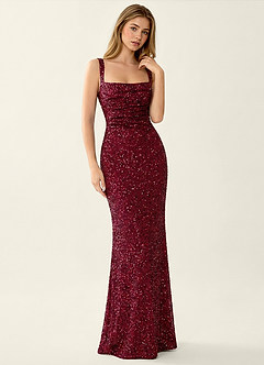 Amarante Burgundy Sequins Lace Up Back Special Occasion Dress image1