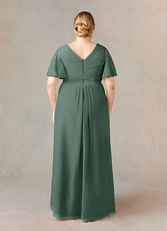 Azazie Morning Glory Kleider für die Brautmutter A-Linie V-Hals Gerüscht Chiffon Kleid Seemoos image6