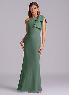 Azazie Yuanna Bridesmaid Dresses Eucalyptus Mermaid One Shoulder Chiffon Dress image4