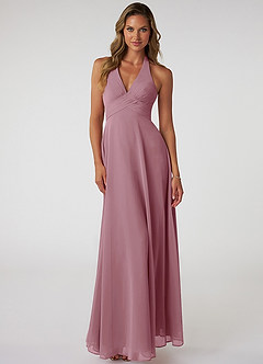 Azazie Tessie Bridesmaid Dresses Vintage Mauve A-Line V-Neck Pleated Chiffon Dress image1