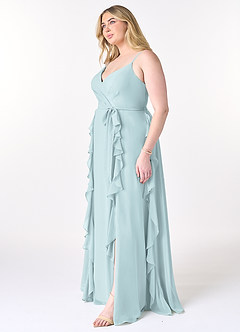 Azazie Peyton Bridesmaid Dresses Mist A-Line Ruched Chiffon Dress image9