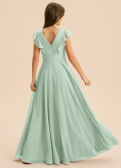 Azazie Anysa Junior Robe Trapèze en Mousseline de soie Rayé Agave image2