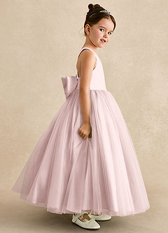 Azazie Peanut Flower Girl Dresses Blushing Pink A-Line Strap Tulle Dress image3