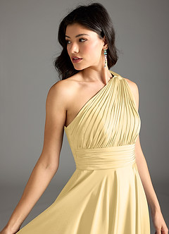 Azazie Charlize Brautjungfernkleider A-Linie One-Shoulder Stretch-Satin Kleid Butter image7