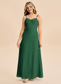 Azazie Jordyn Junior Dark Green A-Line Sweetheart Neckline Chiffon Dress image4