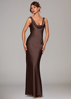 Azazie Rylina Bridesmaid Dresses Ganache Mermaid Stretch Satin Dress image3