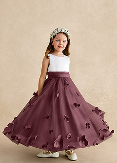 Azazie Vi vestidos de niña de las flores Vestido de Sangrado de Tul de Corte En A con Sin mangas image8