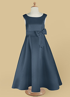 Azazie Lindy Flower Girl Dresses Neptune A-Line Pleated Matte Satin Dress image13