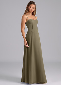 Azazie Valentine Bridesmaid Dresses Willow Green A-Line Corset Chiffon Dress image5