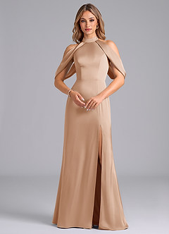 Azazie Bonny Bridesmaid Dresses English Rose Mermaid Off the Shoulder Stretch Satin Dress image4