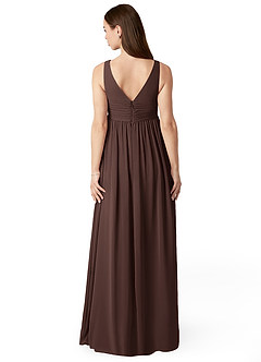 Azazie Yetta Abiti da damigella d'onore premaman Abito A-Line Arricciato con Scollo a V Chiffon Floor-Length image2