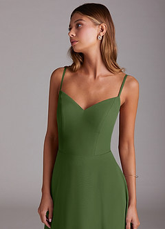 Azazie Marley Bridesmaid Dresses Olive A-Line Off the Shoulder Chiffon Convertible Dress image2