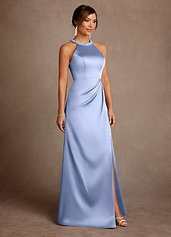 Azazie Lawrence Mother of the Bride Dresses Ice A-Line Pleated Stretch Satin Dress image4