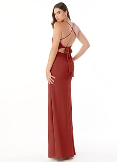 Azazie Aribella Final Sale Terracotta Sheath Ruched Chiffon Dress image4