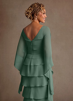 Azazie Arabinda Mother of the Bride Dresses Eucalyptus Sheath Ruched Chiffon Dress image6