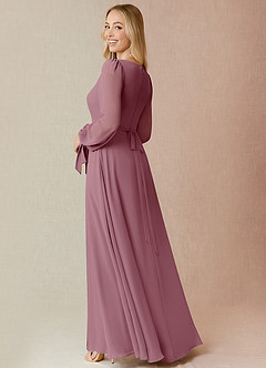 Azazie Leonia Bridesmaid Dresses Vintage Mauve A-Line Long Sleeve Chiffon Dress image2
