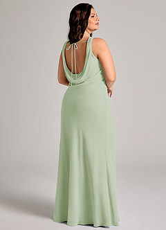 Azazie Rylina Vestidos de damas de honor Vestido de Salvia Polvorienta de Gasa de Corte Sirena con Plisado image2