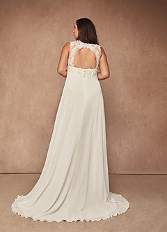 Azazie Trixie Abiti da Sposa Abito A-Line in Chiffon Lustrini Bianco Diamante Champagne image10